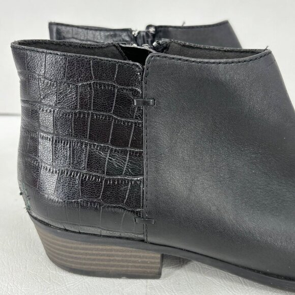 Clarks Addiy Zora Ankle Booties Womens 8.5 Black Leather Croc Embossed Boot - Picture 3 of 10